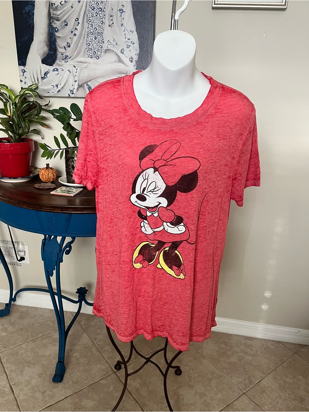 Disney Minnie Mouse red burnout  
t-shirt Tee - XL